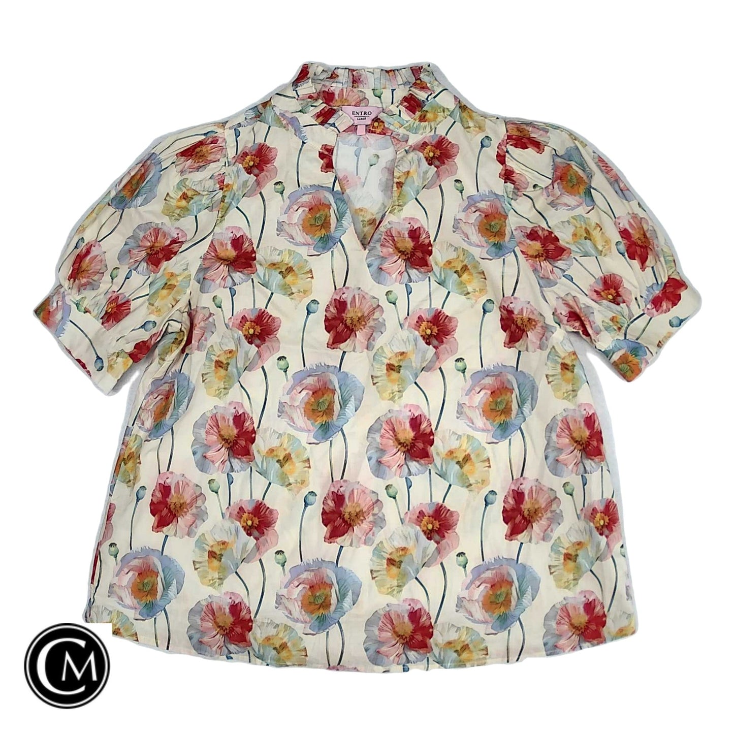 Top Ss By Entro In Floral Print, Size: L