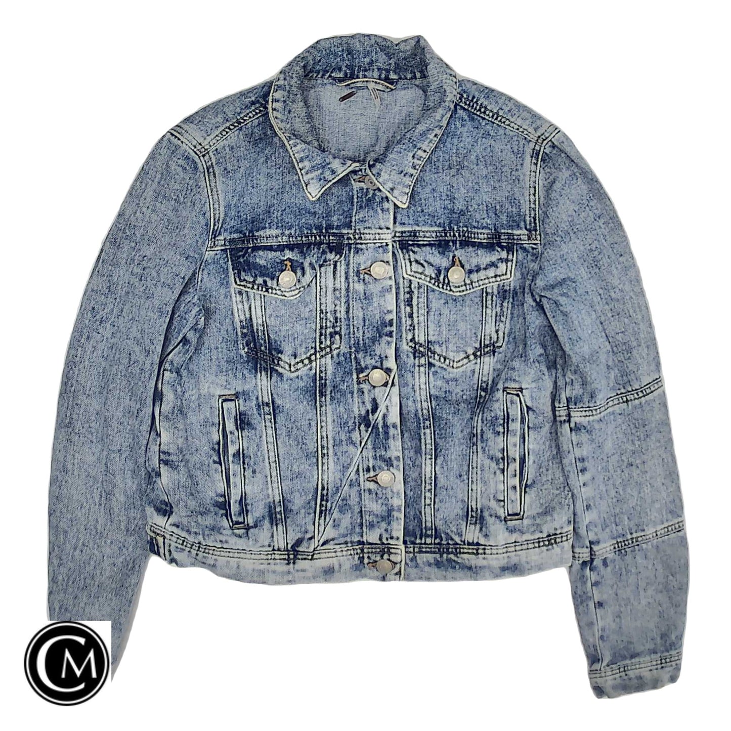 Jacket Denim By Free People In Blue Denim, Size: M