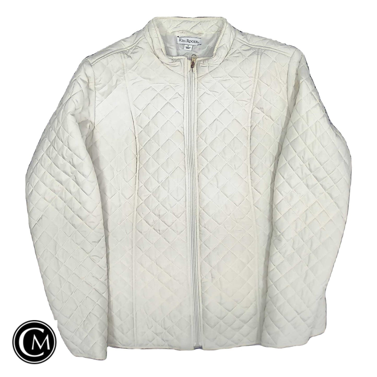 Jacket Puffer & Quilted By Kim Rogers In Ivory, Size: L
