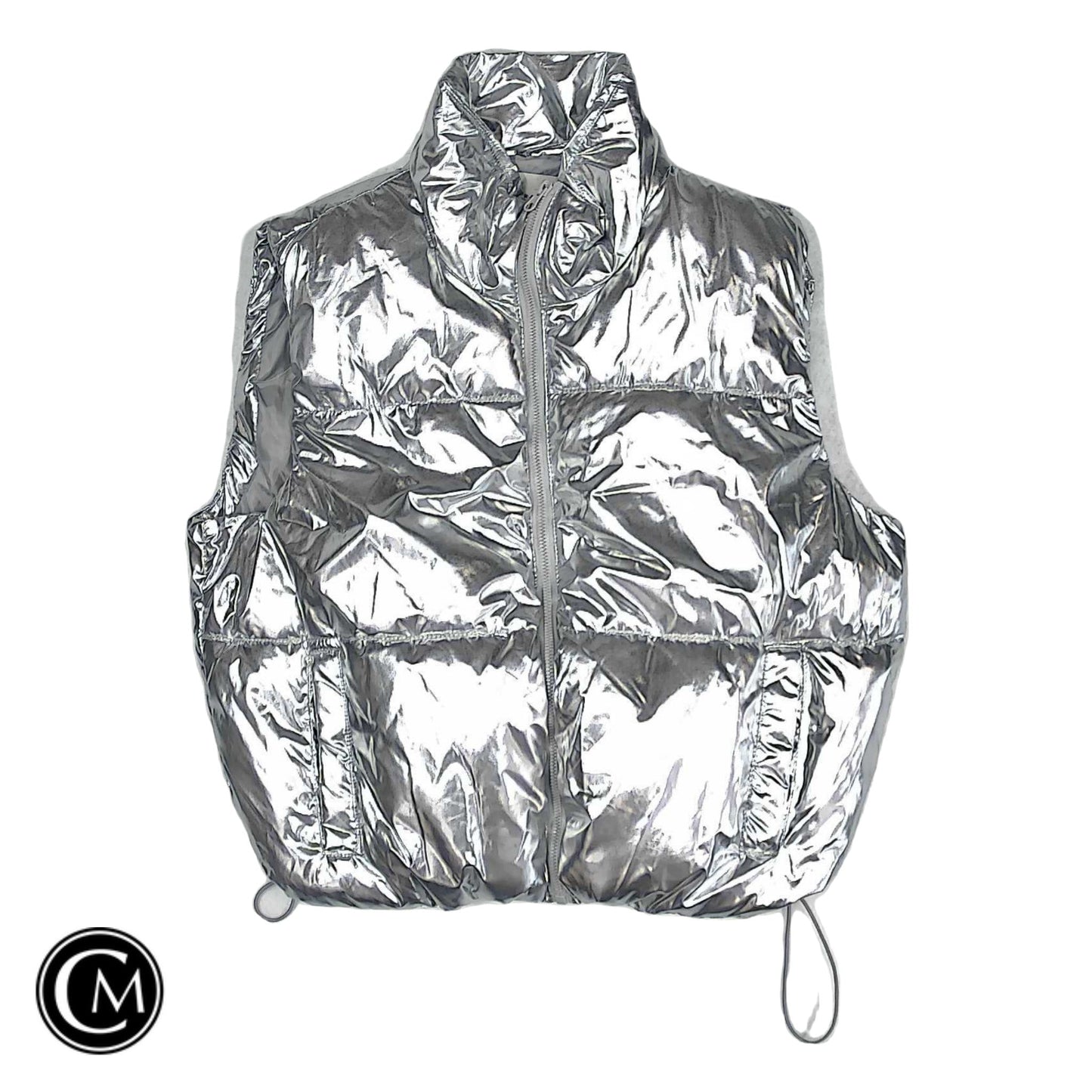 Vest Puffer & Quilted By Cmc In Silver, Size: M
