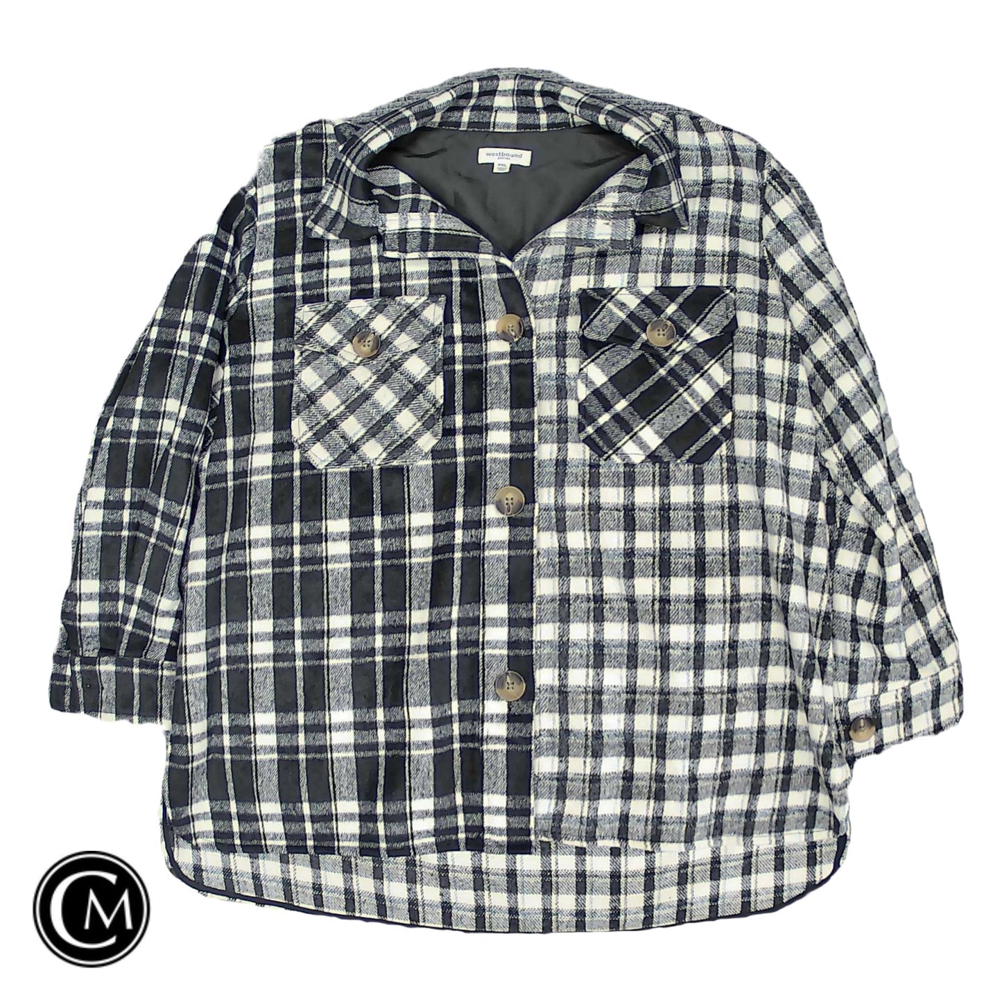Jacket Shirt By West Bound In Black & White, Size: Xlp