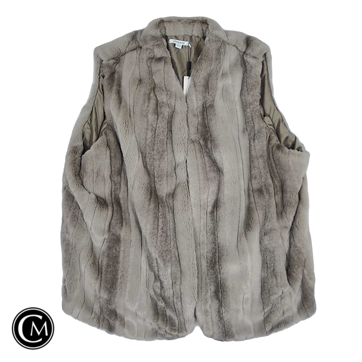 Vest Faux Fur & Sherpa By Chicos In Grey, Size: Xxl image 1