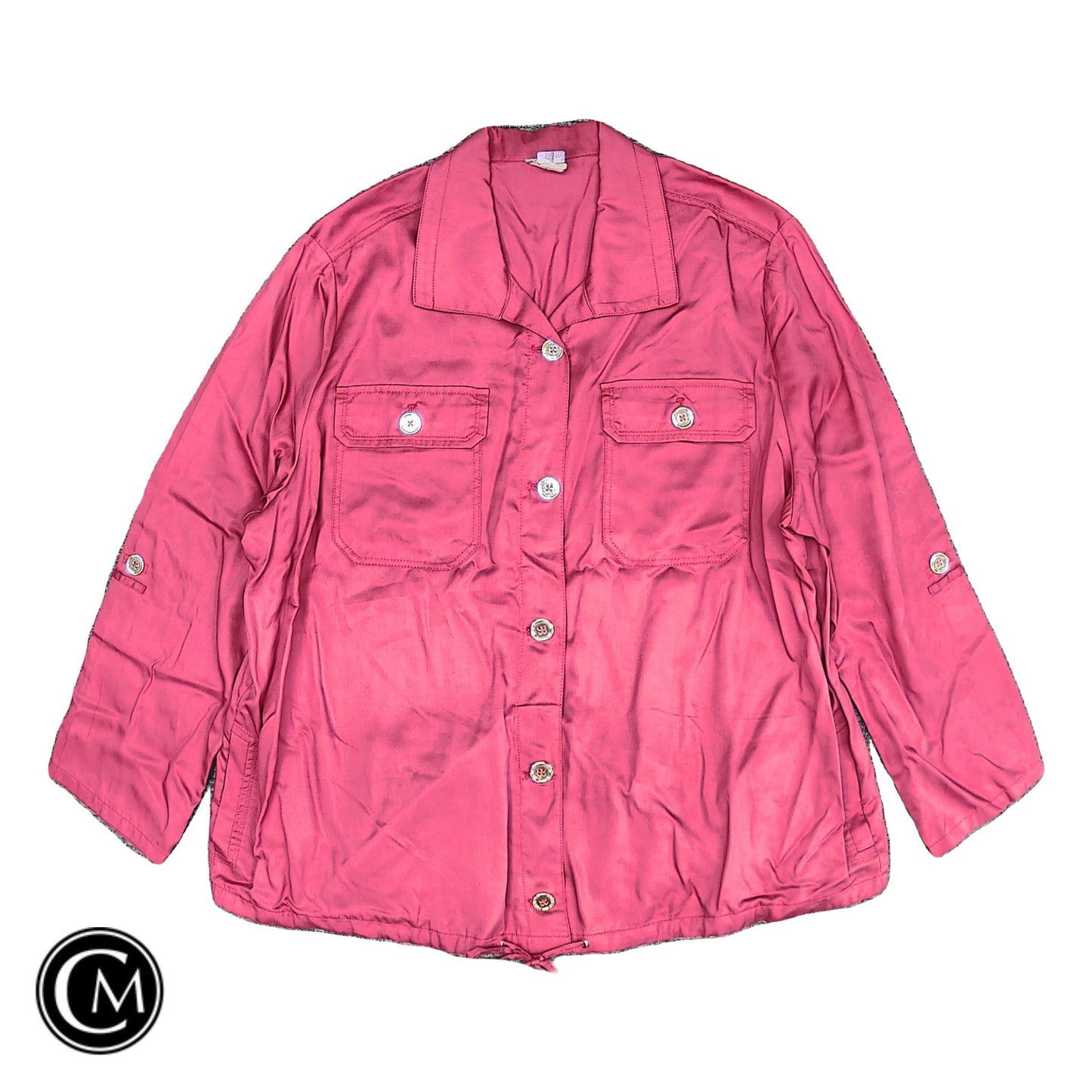 Jacket Shirt By Chicos In Pink, Size: Xxl