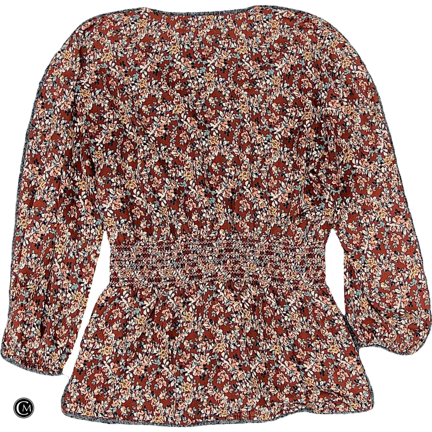 Blouse Ls By Max Studio In Blue & Orange, Size: L