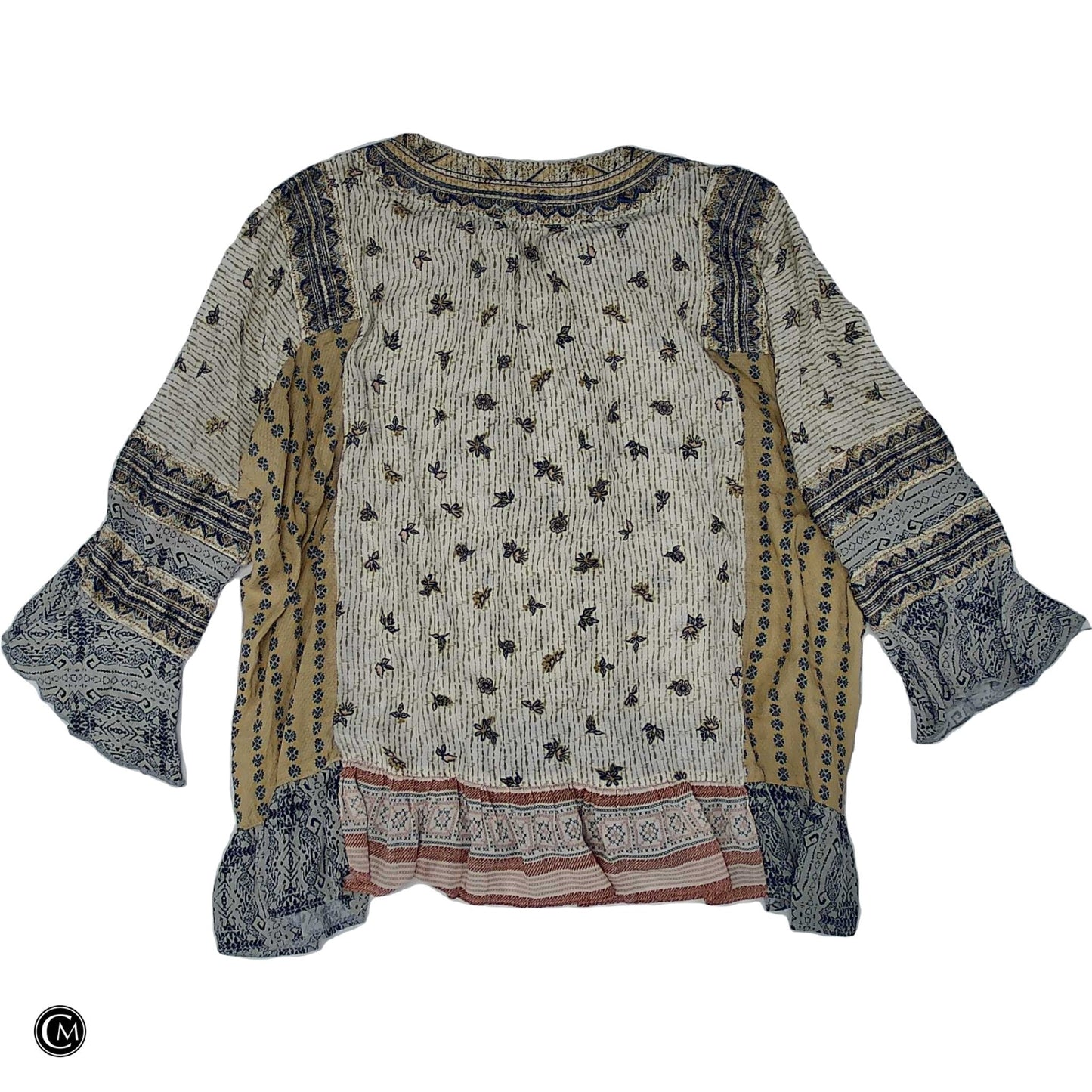 Top Ls By John Mark In Blue & Yellow, Size: S