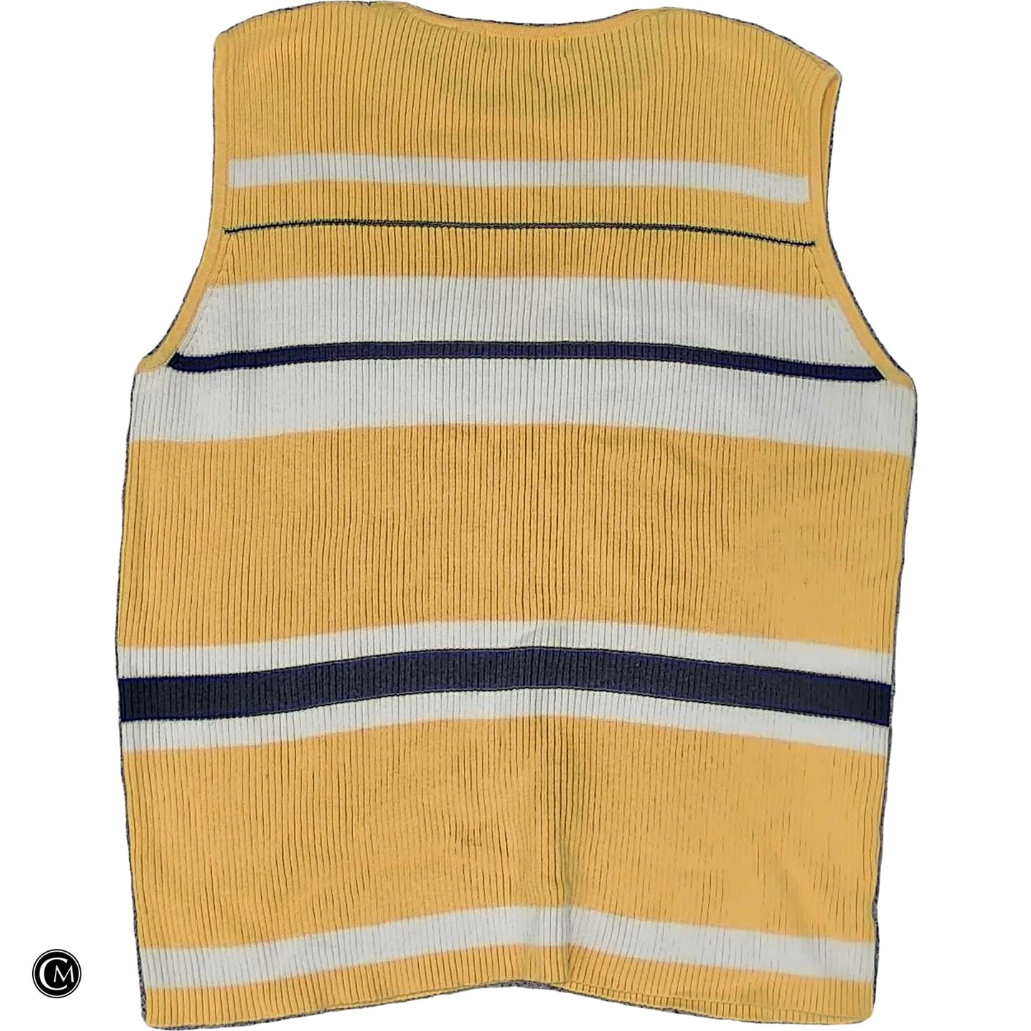 Vest Sweater By Karen Scott In Black & Yellow, Size: Lp