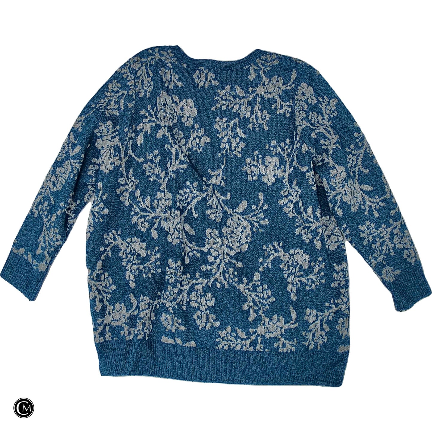 Sweater By Croft And Barrow In Blue & White, Size: 1x image 2