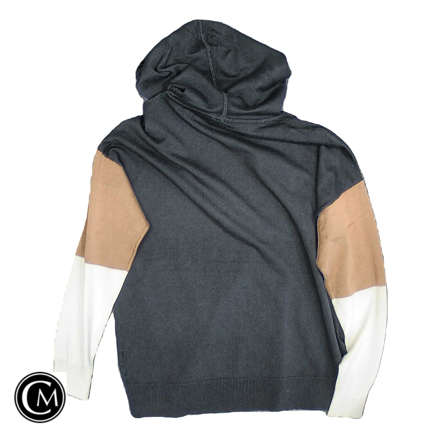 Sweatshirt Hoodie By Anne Klein In Black & Tan, Size: M