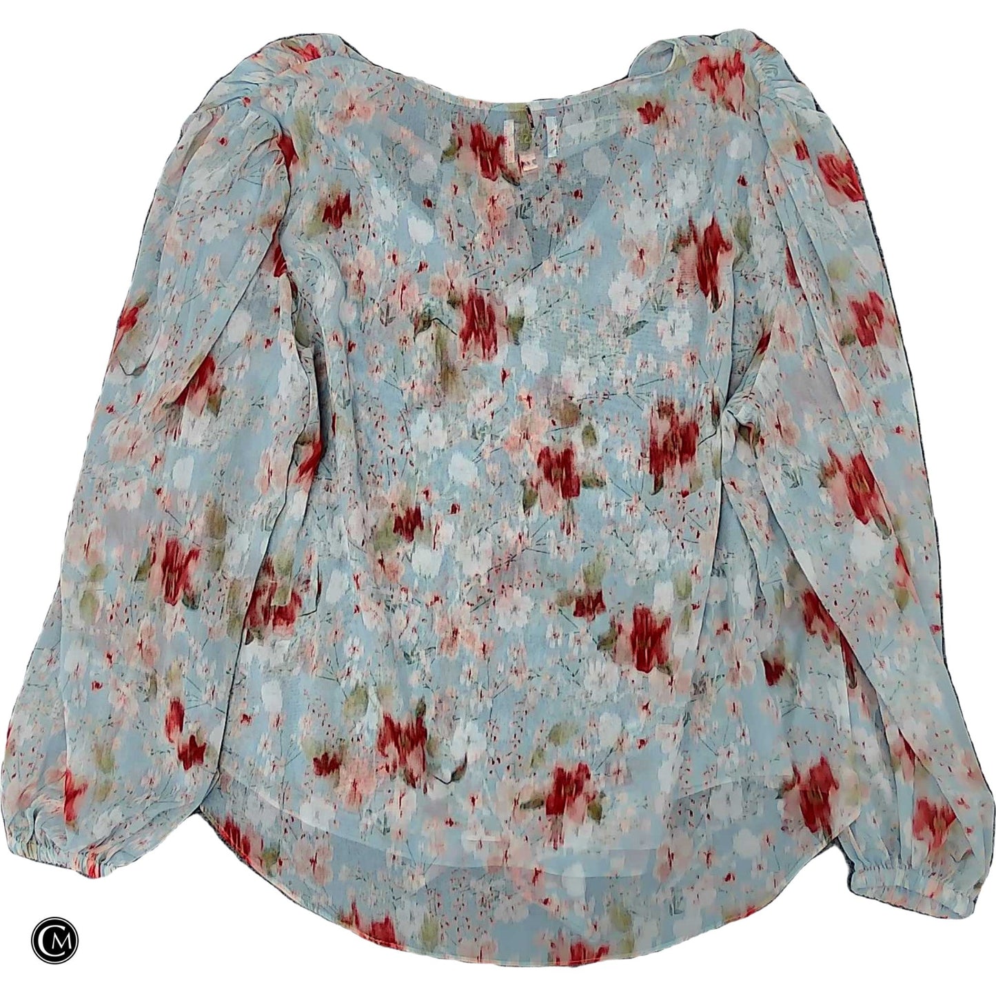Blouse Designer By Misa In Blue & Red, Size: Xl