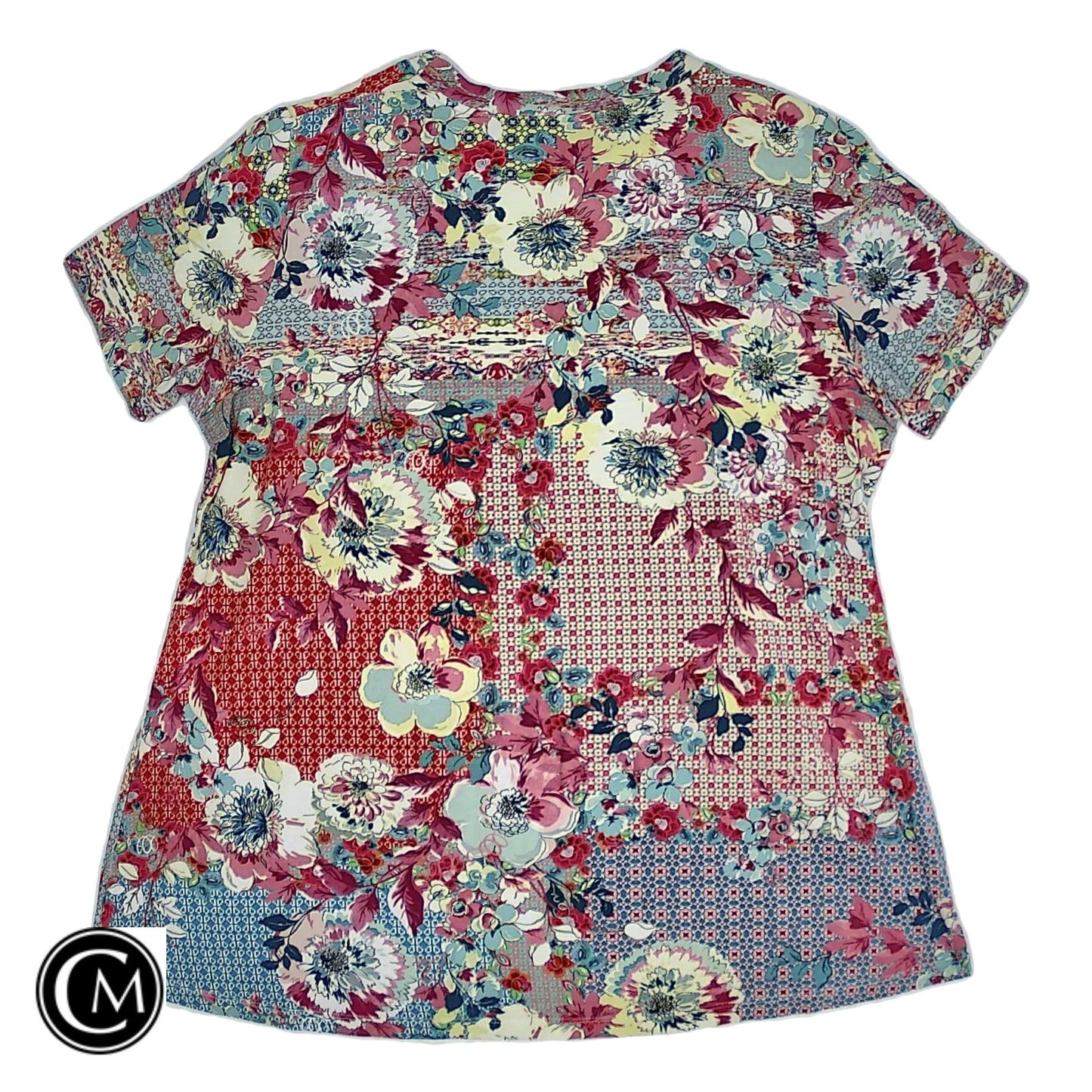 Top Ss Designer By Johnny Was In Floral Print, Size: M