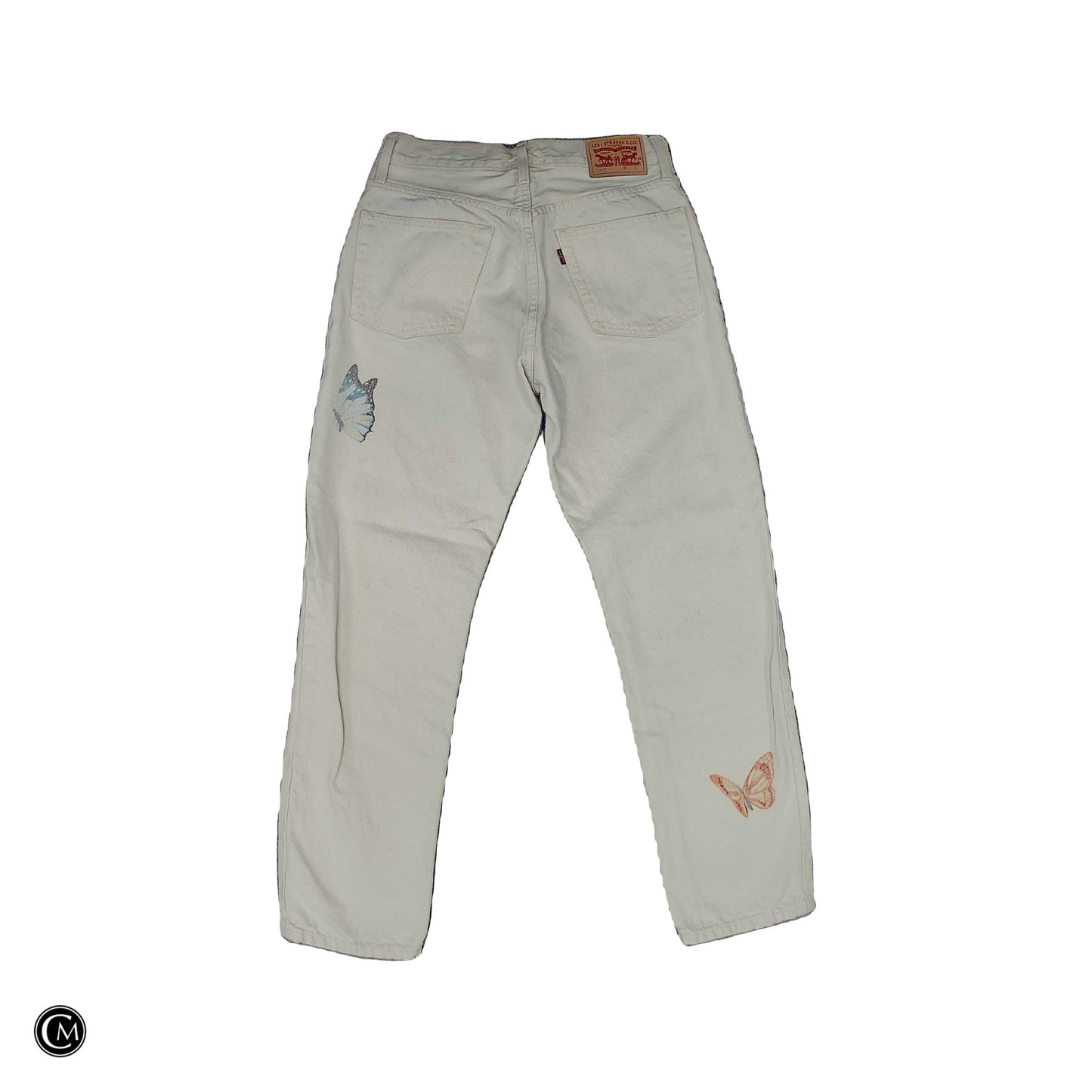 Jeans Straight By Levis In Cream Denim, Size: 2