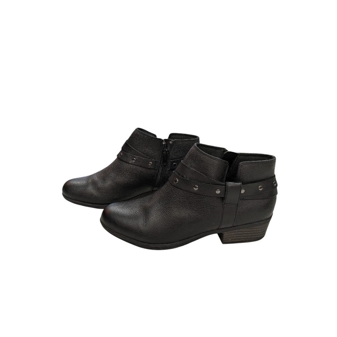 Boots Ankle Heels By Clarks In Black, Size:6.5