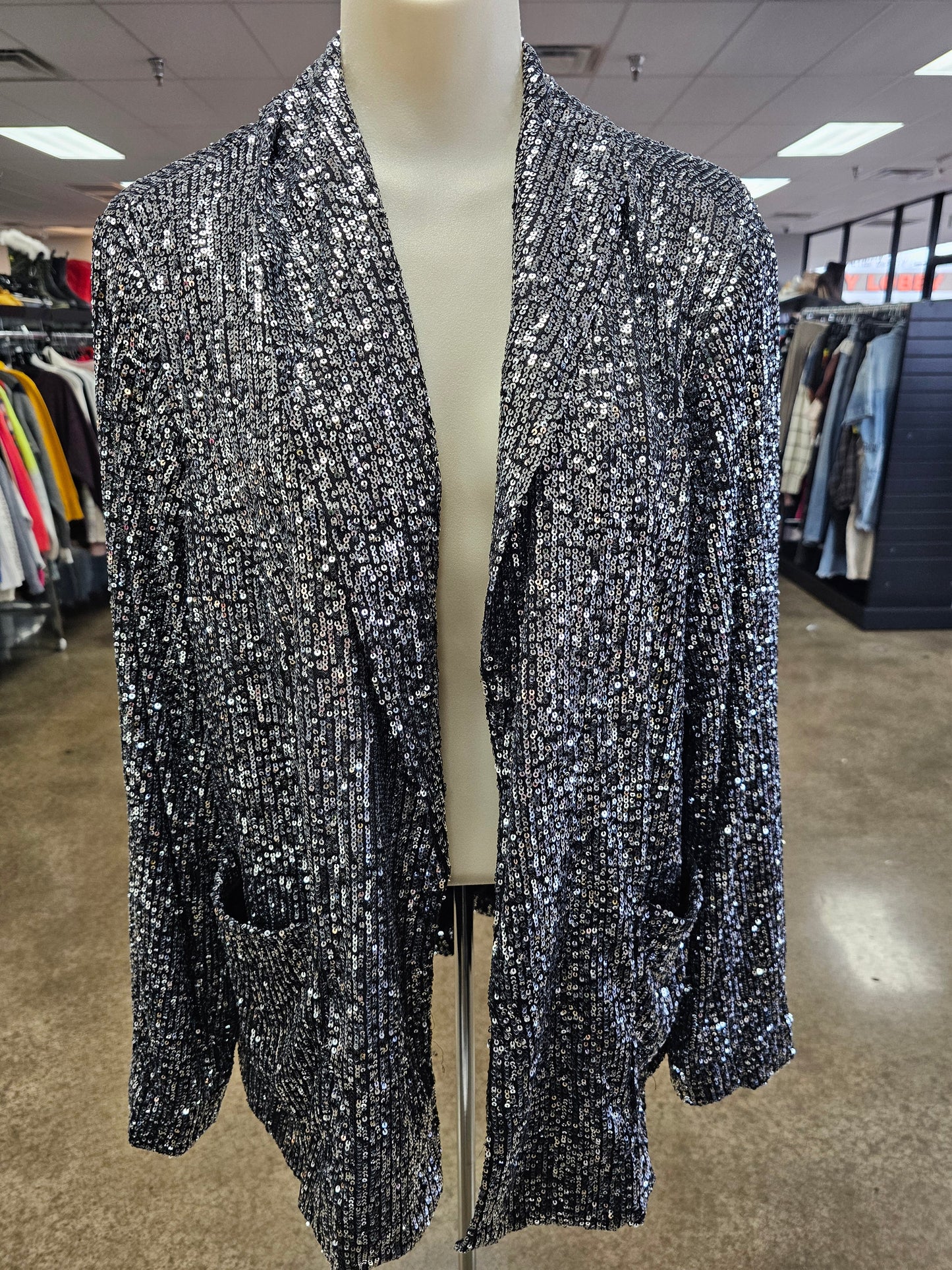 Blazer By Cato In Silver, Size:1X