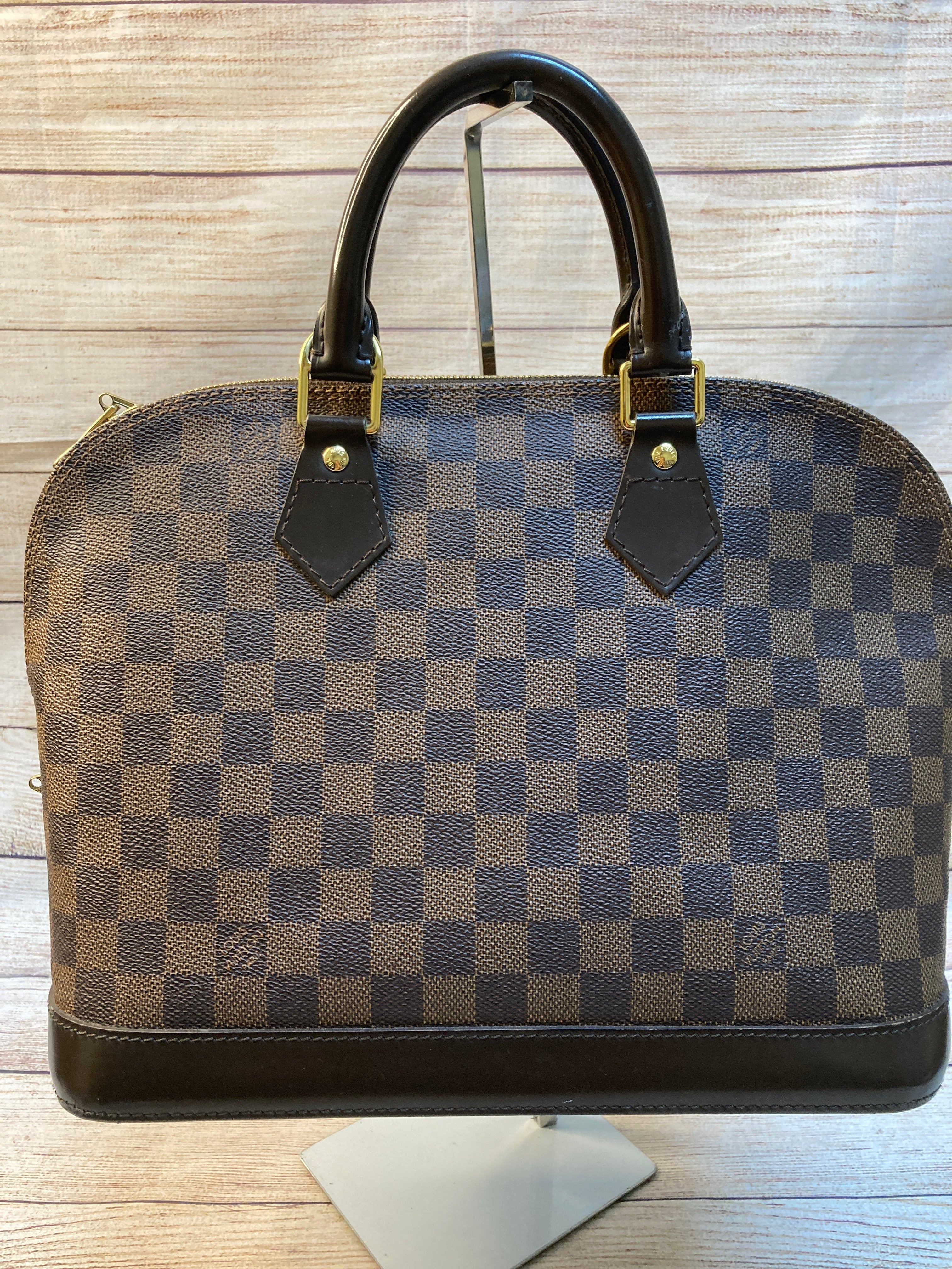Louis Vuitton Alma BB Silver/Black in Calfskin Leather with Gold
