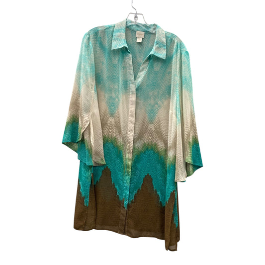 Top 3/4 Sleeve By Chicos In Aqua, Size:Xl