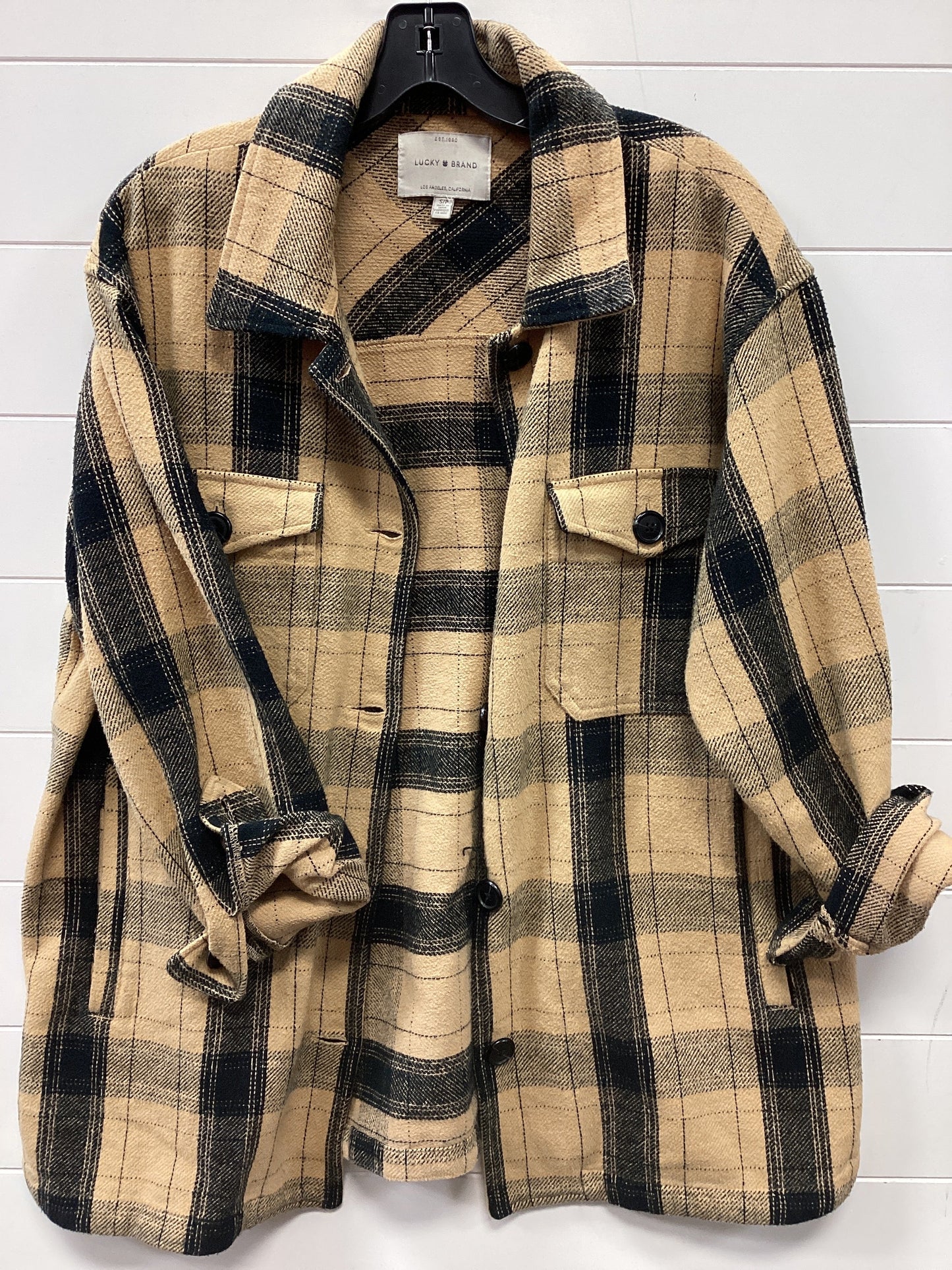 Jacket Fleece By Lucky Brand In Tan, Size:S