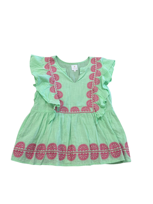 Top Sleeveless By J.Marie In Green & Pink, Size:S