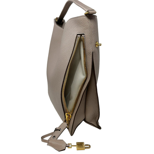 Grain Leather Alix Large Hobo Luxury Designer By Tom Ford In Silk Taupe, Size: Large