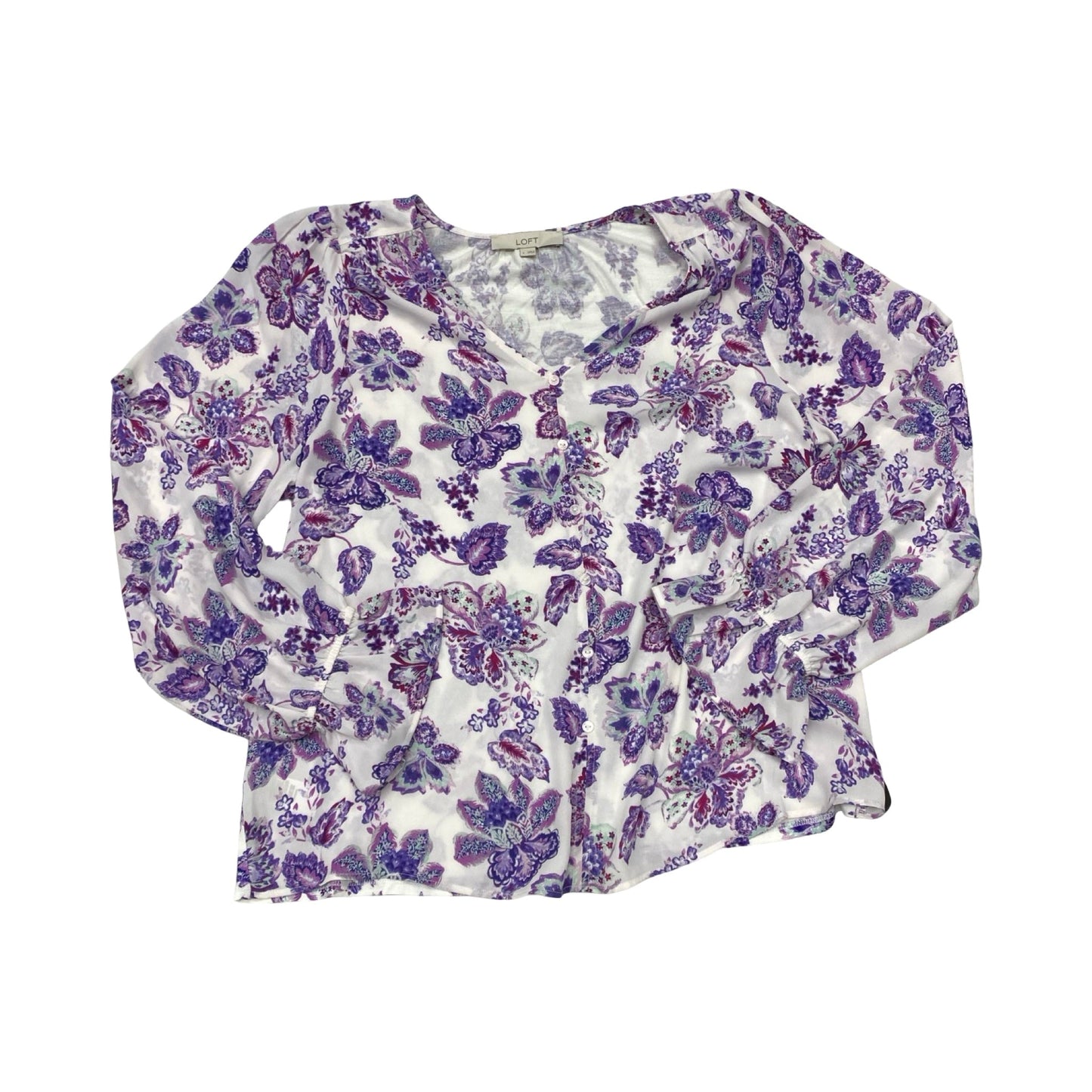 Top Ls By Loft In Purple & White, Size:L
