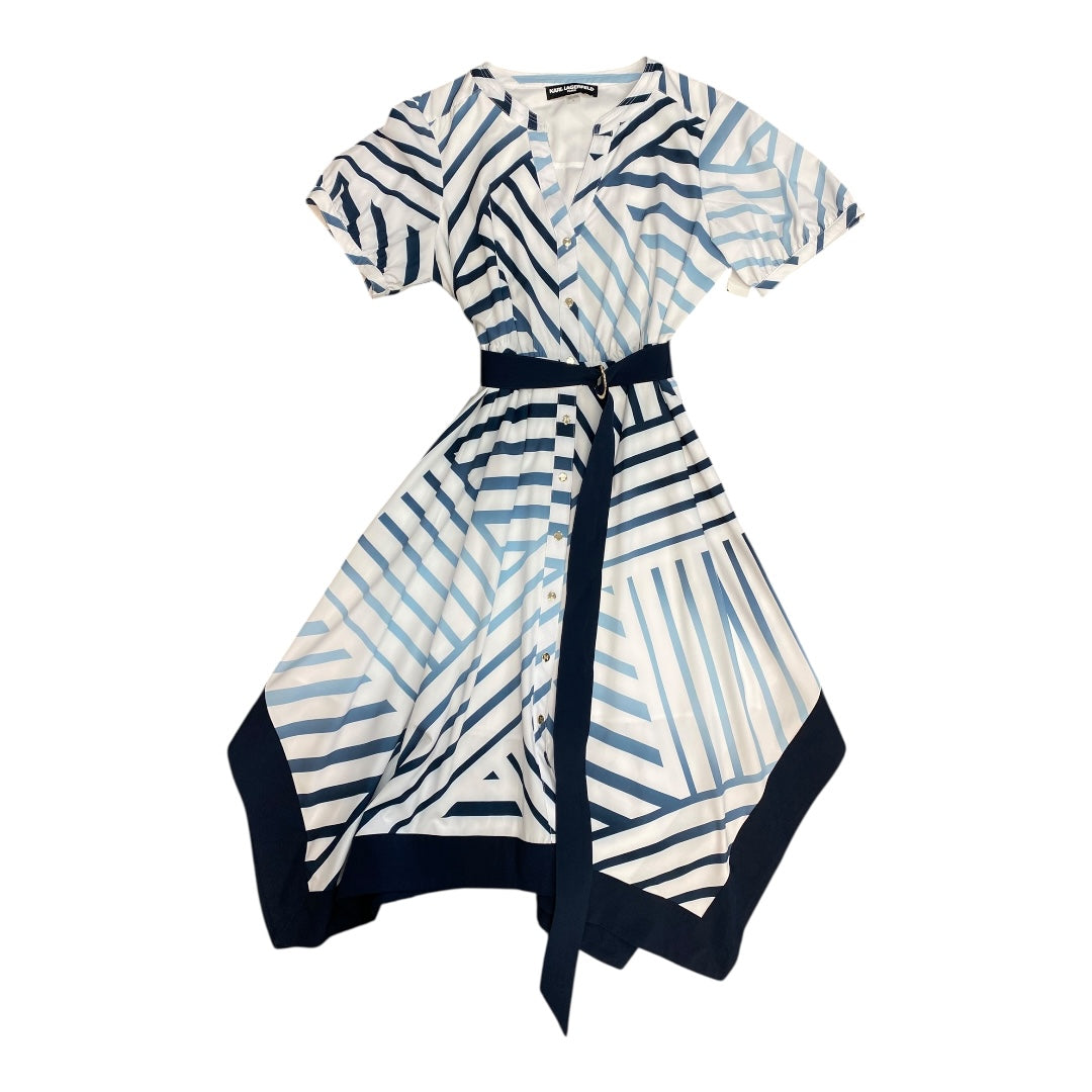 Dress Designer By Karl Lagerfeld In Blue & White, Size:16