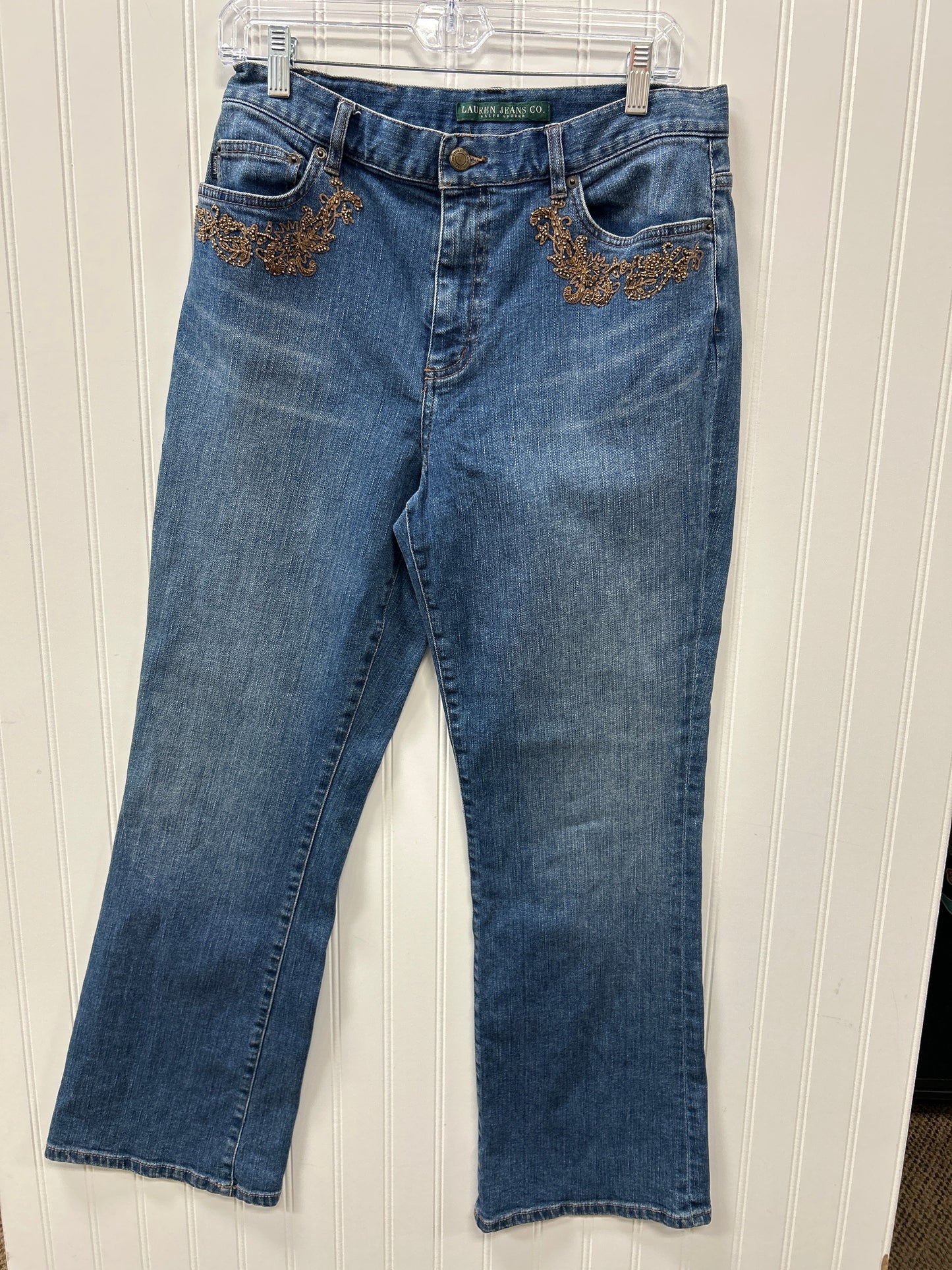 Jeans Straight By Lauren By Ralph Lauren In Blue Denim, Size:10