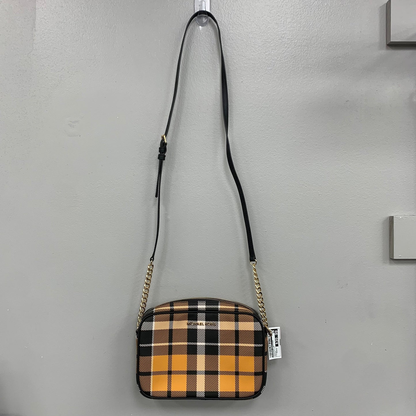 Crossbody Designer By Michael Kors In Plaid Pattern, Size:Medium