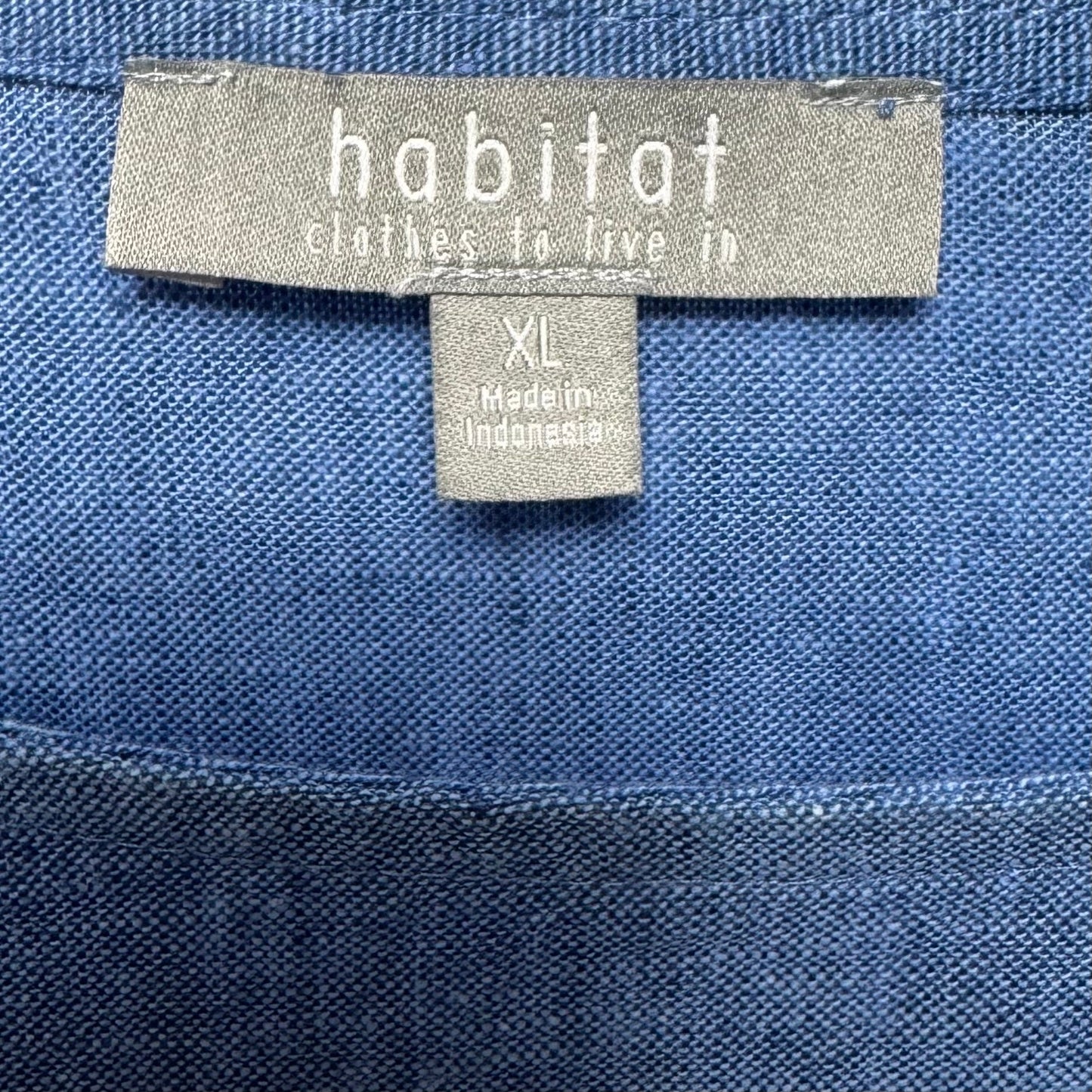 Linen-Cotton Blend Top Long Sleeve By Habitat In Blue, Size: XL
