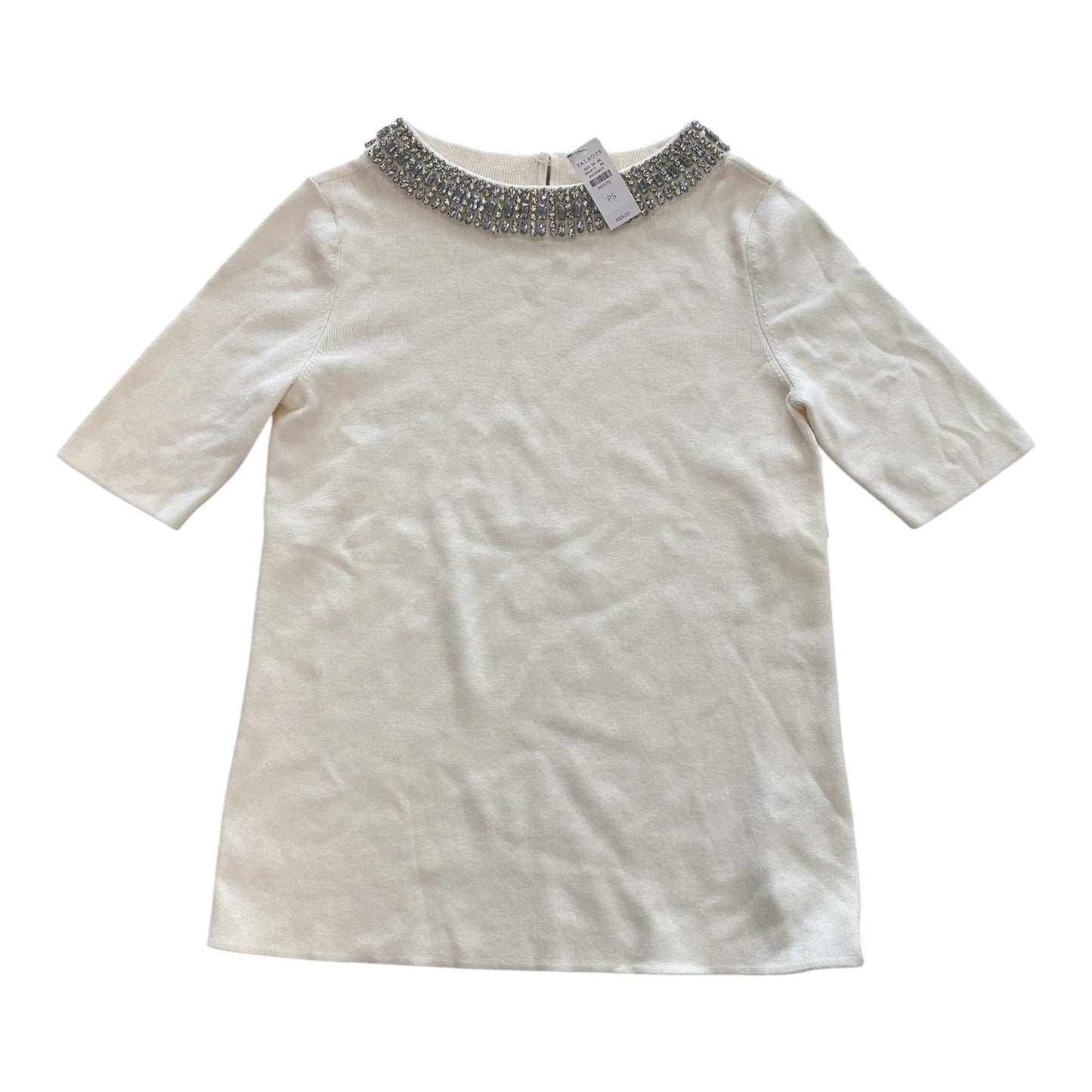 Sweater Ss By Talbots In Cream & Silver, Size:Sp