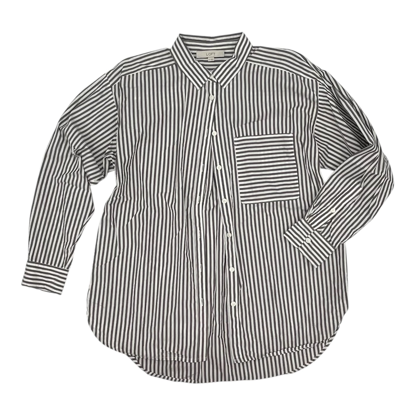 Blouse Ls By Loft In Brown & White, Size:M