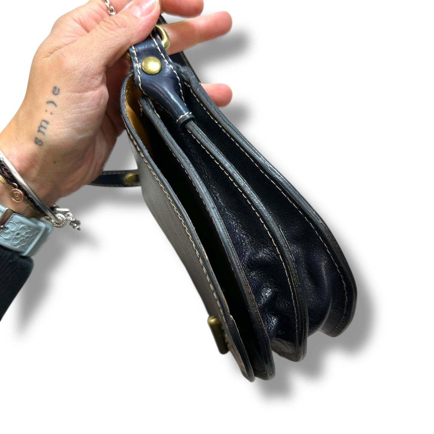 Firenze Saddle Bag Leather Crossbody By Floto, Size: Small