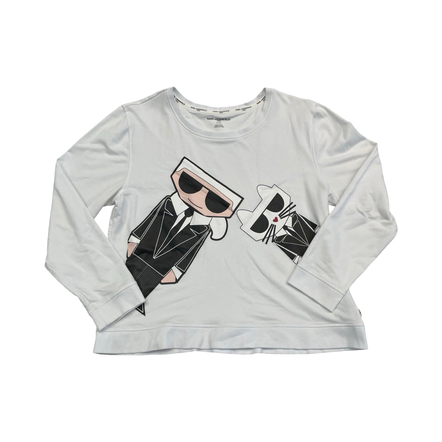 Sweatshirt Designer By Karl Lagerfeld In White, Size:L