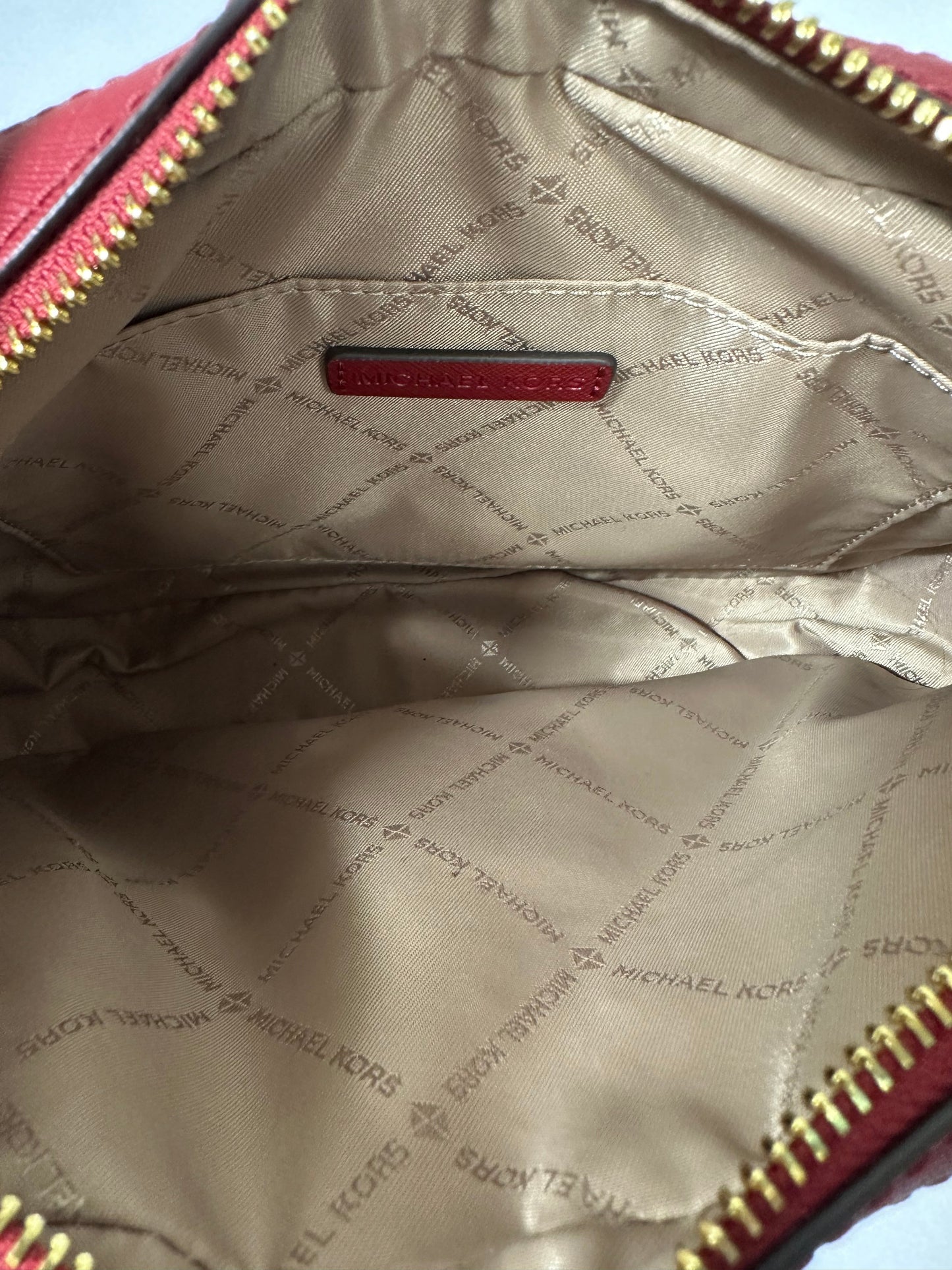 Crossbody Designer By Michael Kors In Gold & Red, Size:Medium