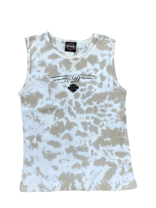 Tank Top By Harley Davidson In Cream & Tan, Size:L