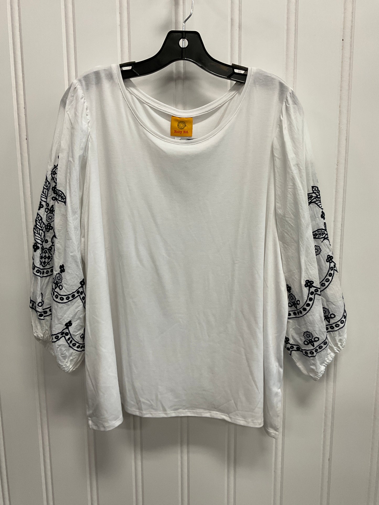 Top 3/4 Sleeve By Ruby Rd In White, Size:Xl