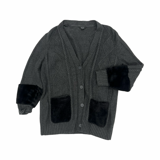 Sweater Cardigan By Simply Vera In Grey, Size:Xl