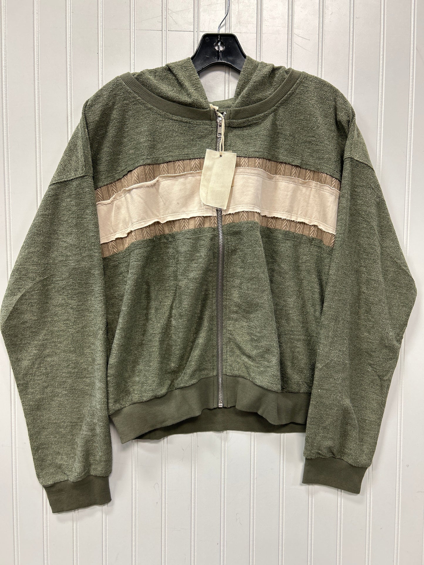 Sweatshirt Hoodie By Hem & Thread In Cream & Green, Size:L