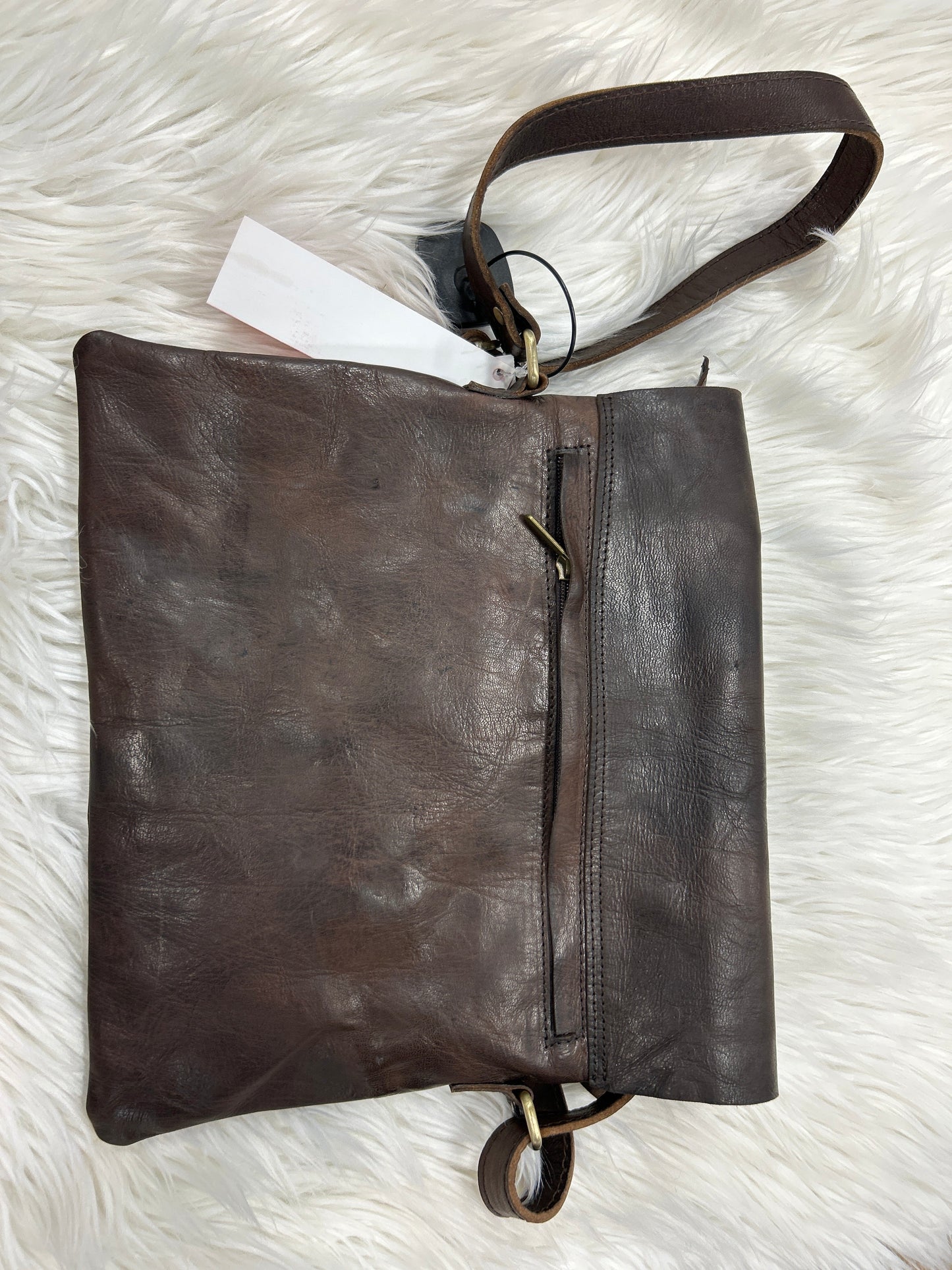 Crossbody Leather By Cmc In Bronze, Size:Medium