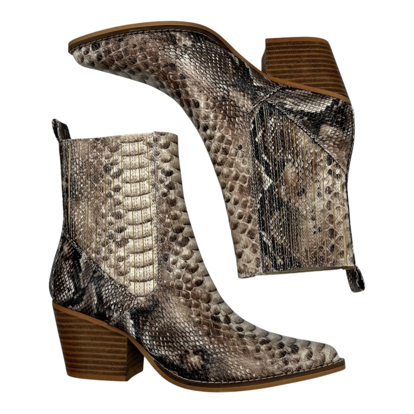 Boots Ankle Heels By Clothes Mentor In Snakeskin Print, Size:7
