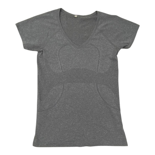Athletic Top Ss By Lululemon In Grey, Size:8