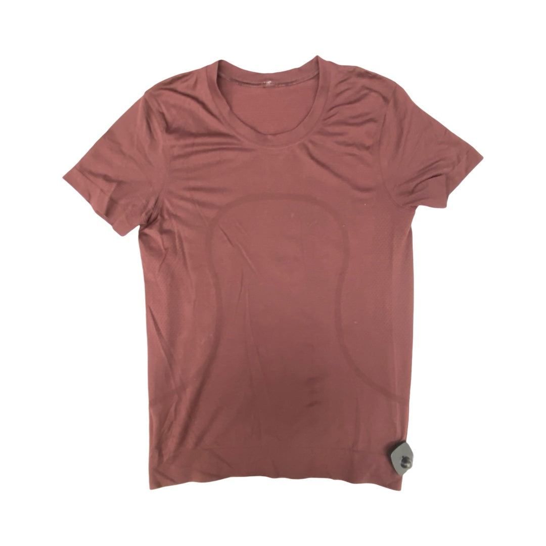 Athletic Top Ss By Lululemon In Maroon, Size:S
