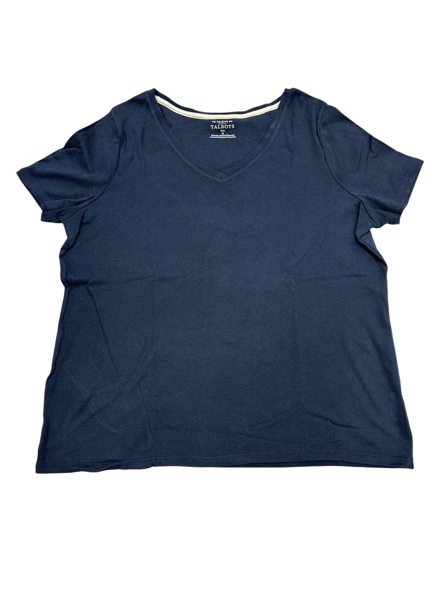 Top Ss Basic By Talbots In Navy, Size:1X