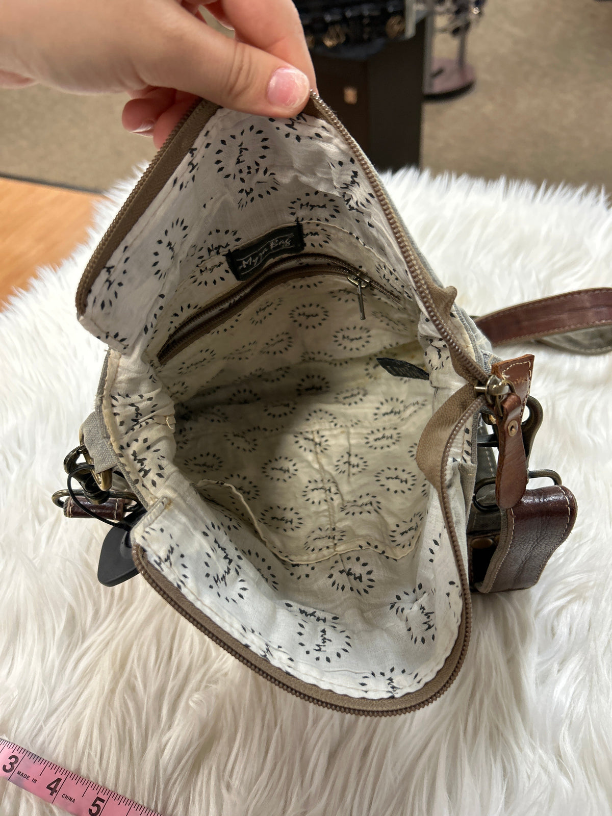 Handbag By Myra In Grey, Size:Small