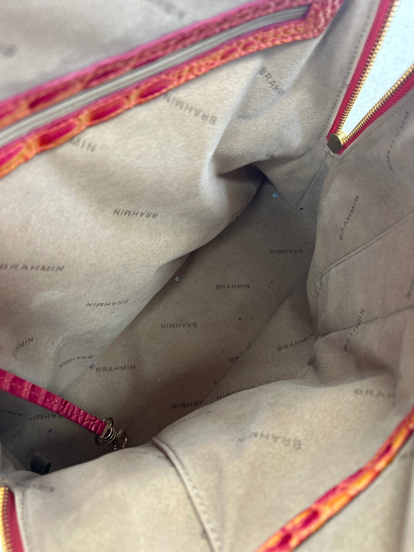 Backpack Designer By Brahmin In Orange & Pink, Size:Medium
