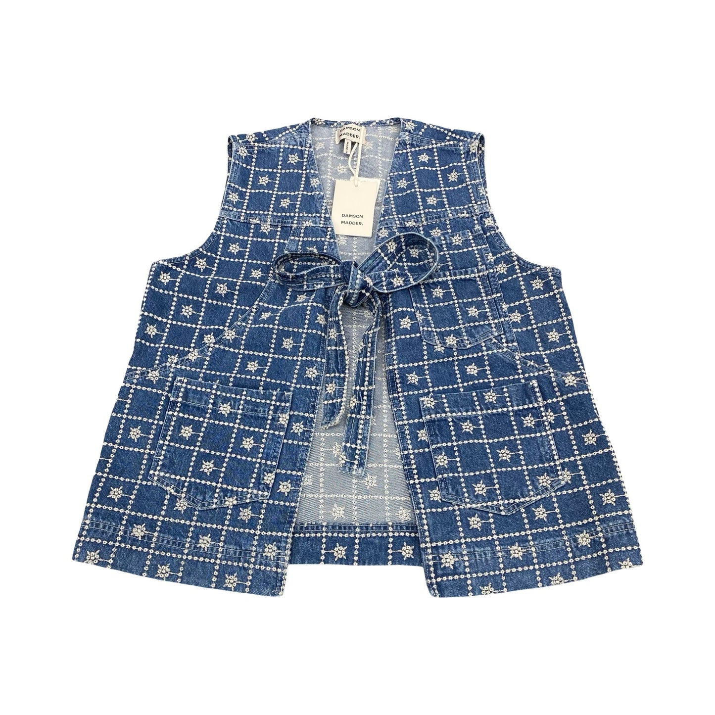 Vest Designer By Damson Madder In Blue Denim, Size:L