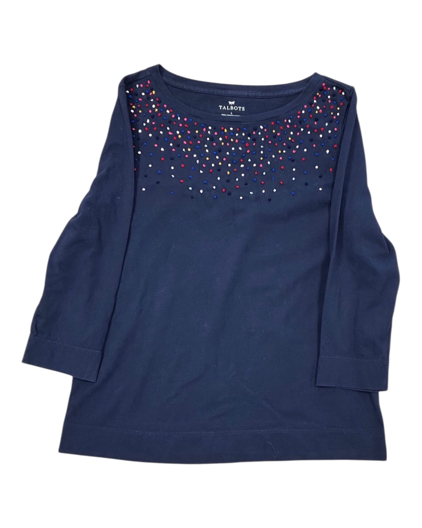 Top 3/4 Sleeve By Talbots In Navy, Size:L