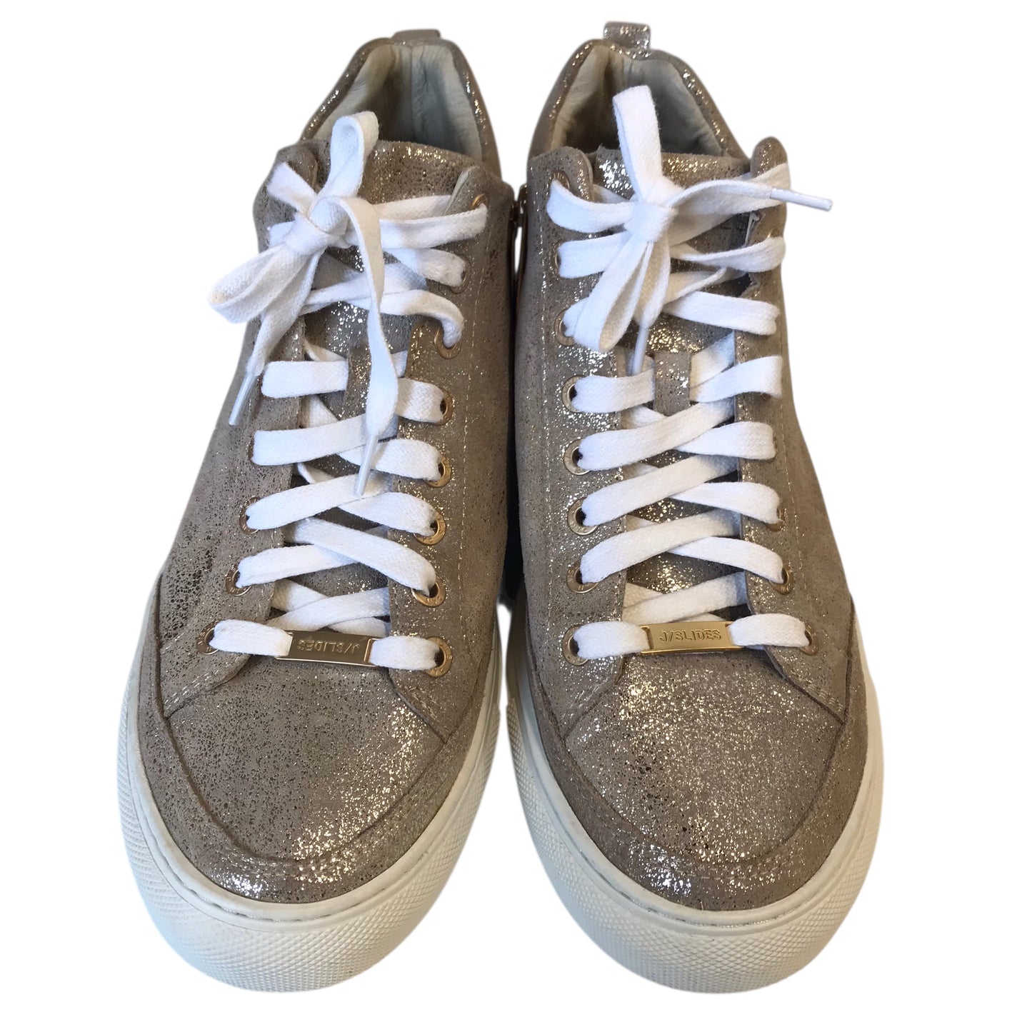 Shoes Sneakers By J Slides In Gold, Size:8.5