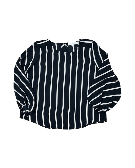Top 3/4 Sleeve By Loft In Black & Tan, Size:Sp