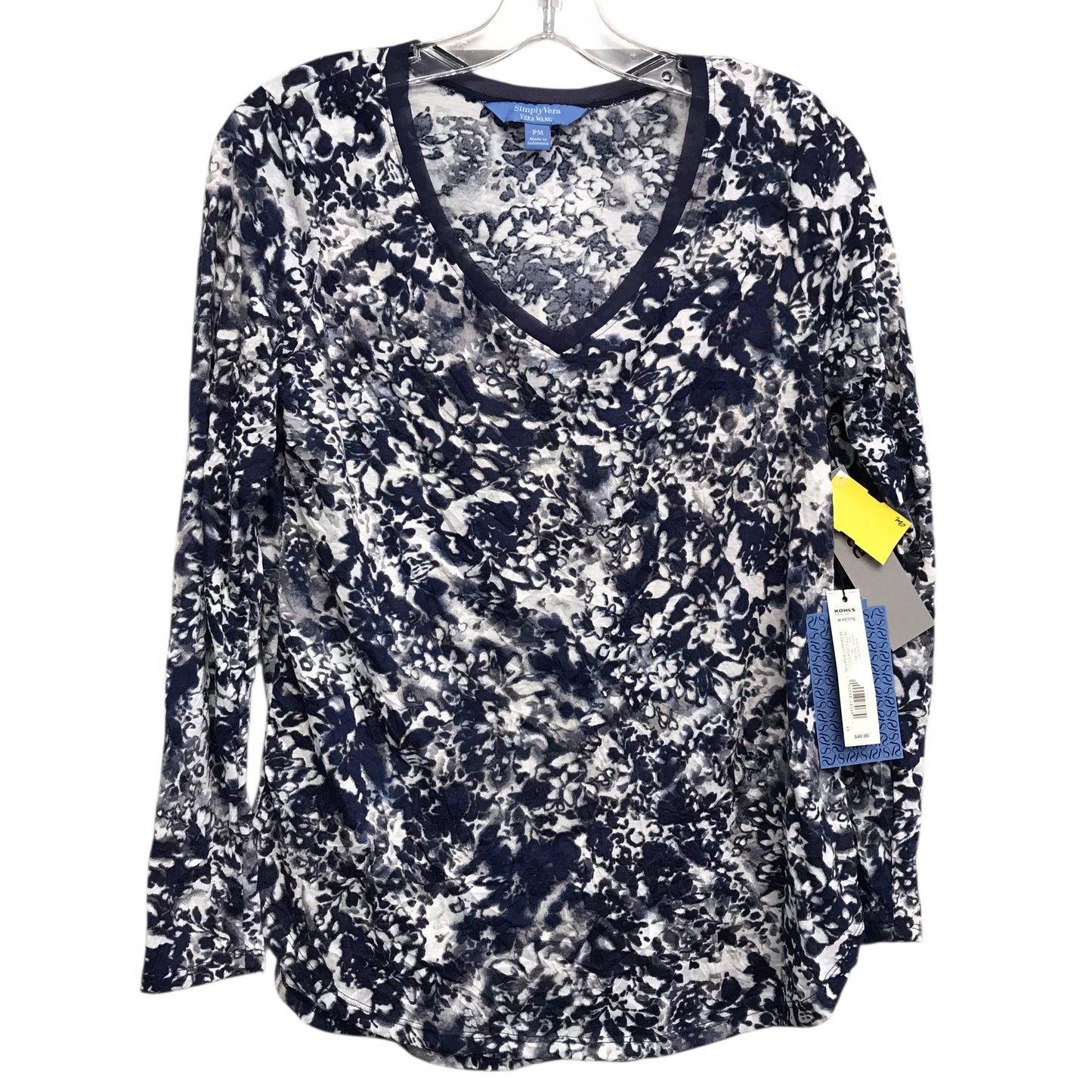 Top Ls By Simply Vera In Blue & Pink, Size:Mp