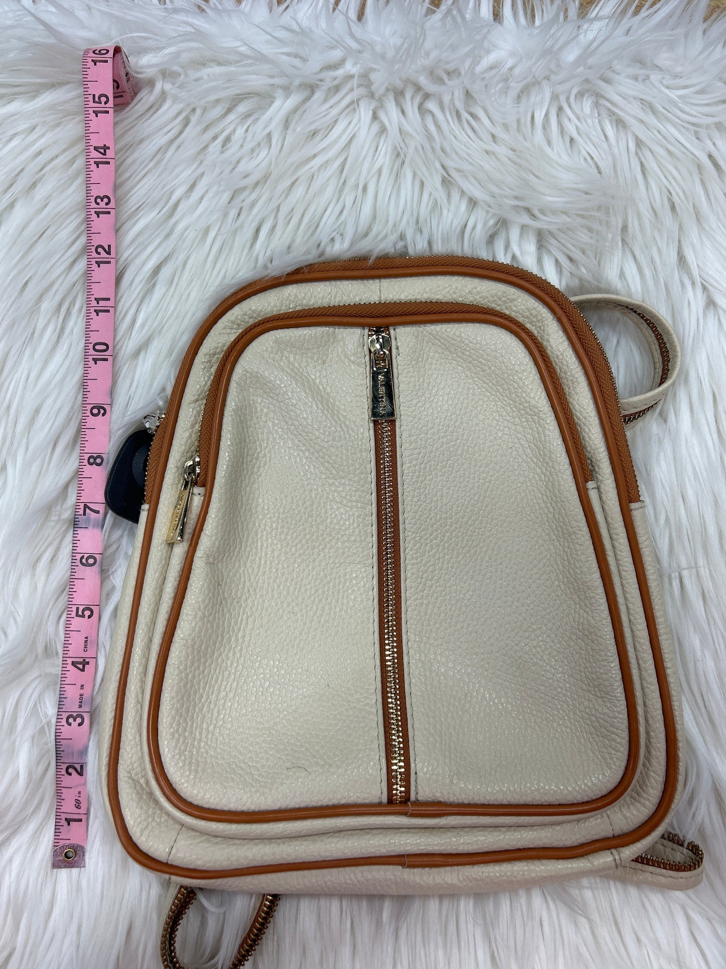 Backpack Leather By Valentina In Cream, Size:Small