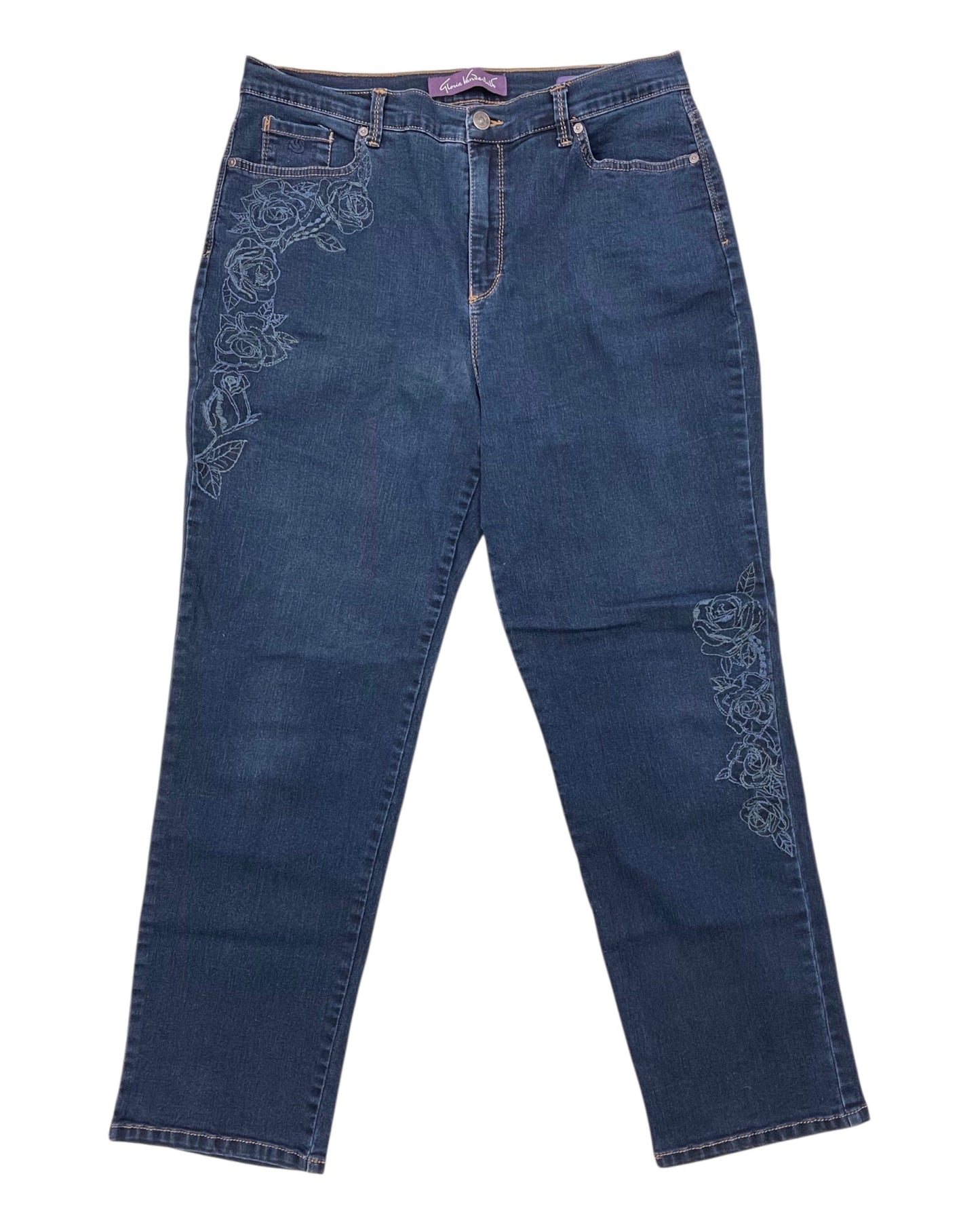 Jeans Straight By Gloria Vanderbilt In Blue Denim, Size:16